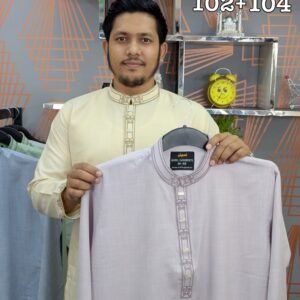 AS Code - 102 + 104  ( Cream  +  Light Purple   )  2 Pcs panjabi